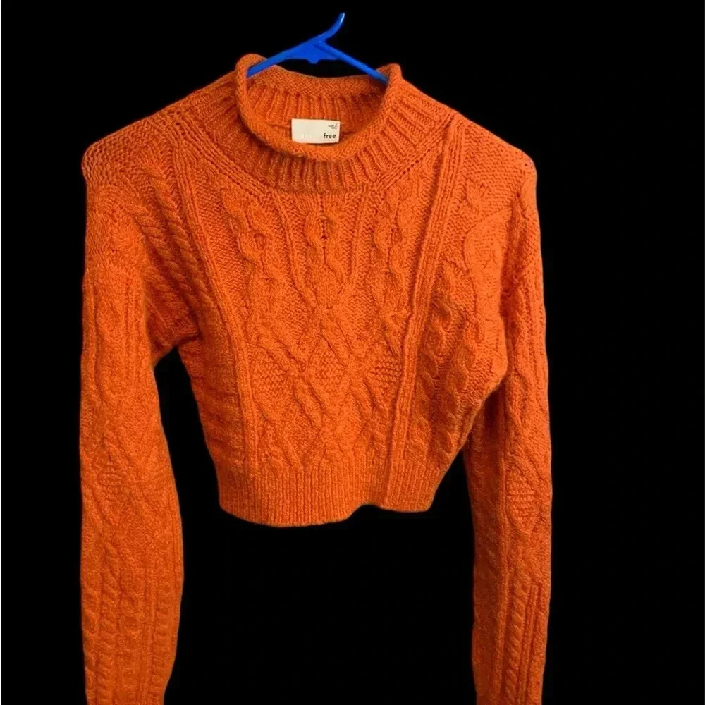 Aritzia Wilfred Free Wool Orange Cable Knit Sweater